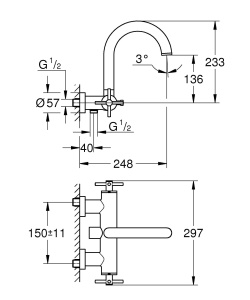 Смеситель для ванны Grohe Atrio 25010003, хром