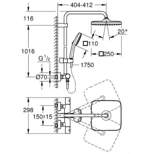 Душевая система Grohe Tempesta System 250мм Cube 266892431, матовый черный
