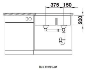 Врезная кухонная мойка 46 см, Blanco Subline 430/270-U, матовое серый беж (523158)