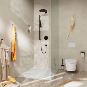 Ручной душ Hansgrohe Pulsify S 100 1Jet EcoSmart+ Slim, черный матовый 24126670