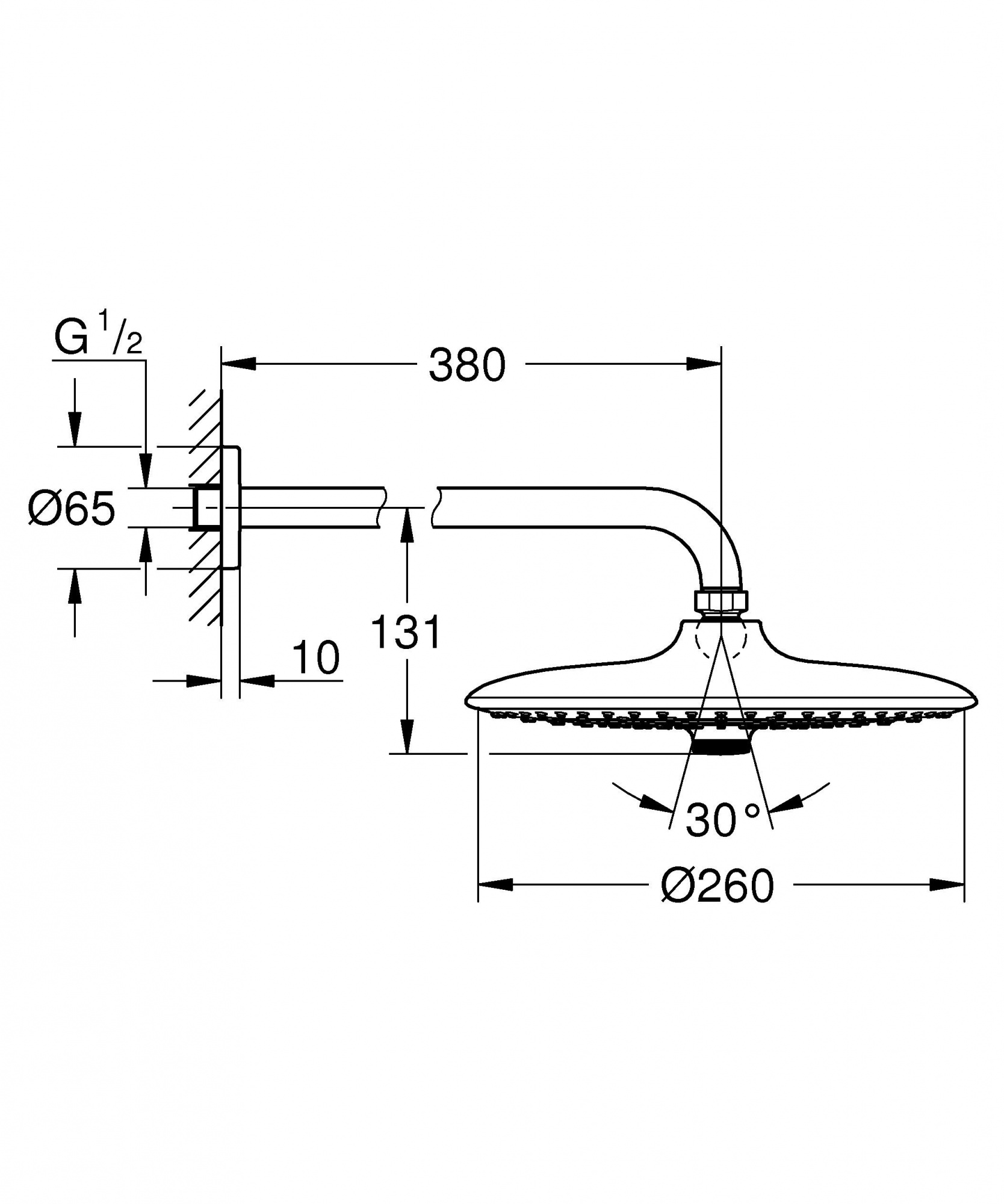 Верхний душ Grohe Euphoria 260mm 3 Strumieniowa Chrom 26459000