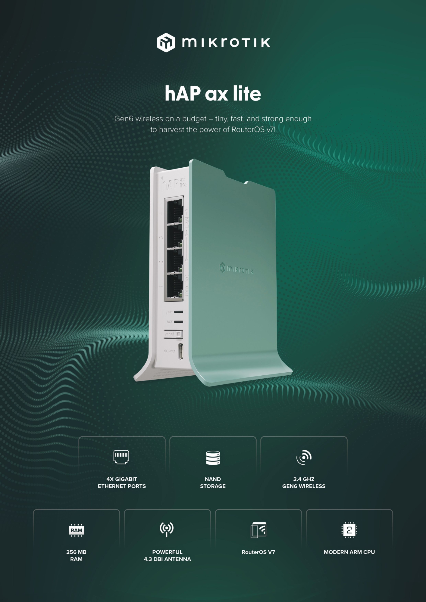 WiFi маршрутизатор MikroTik hAP ax lite (L41G-2axD)