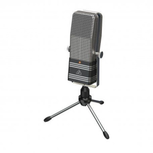 Behringer BV44 винтажный броадкастовый конденсаторный USB-микрофон из 1940-х, суперкардиоидный, диафрагма 14 мм, 50-17000 kHz, SPL 132 дБ, со стойкой