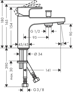 Смеситель для ванны/душа Hansgrohe Vernis Shape Monotrou 71464000